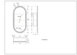 Navona Carysil Noble Oval LED Shaving Cabinet 450 x 900mm technical drawing