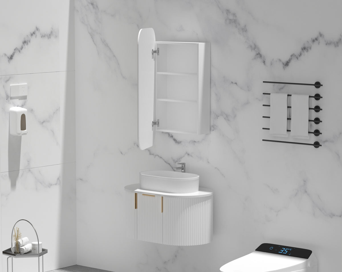 Navona Carysil Earls Squircle Shaving Cabinet 450 x 900mm Matte White