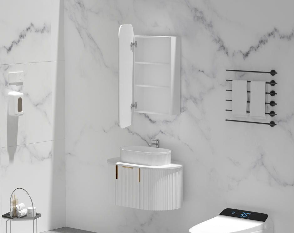 Navona Carysil Earls Squircle Shaving Cabinet 450 x 900mm Matte White