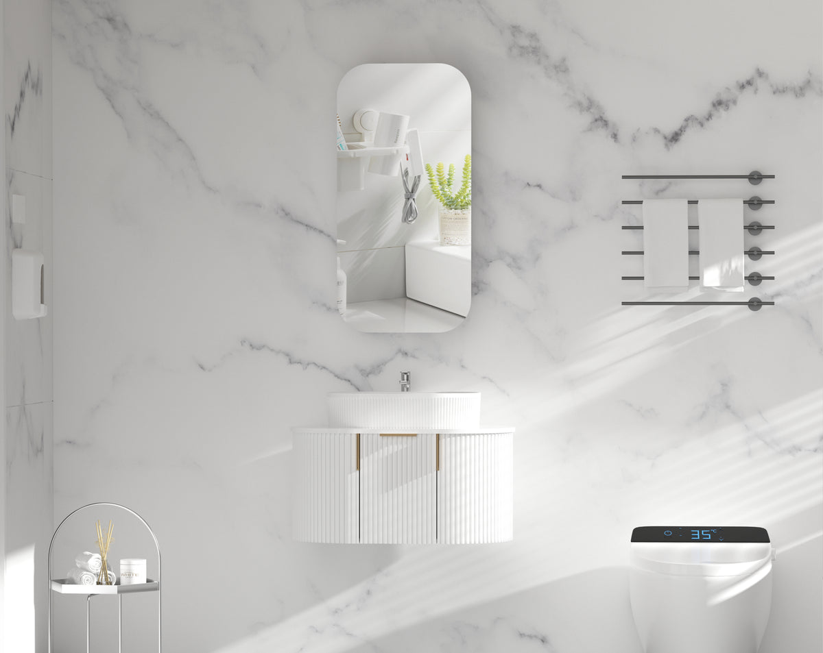 Navona Carysil Earls Squircle Shaving Cabinet 450 x 900mm Matte White