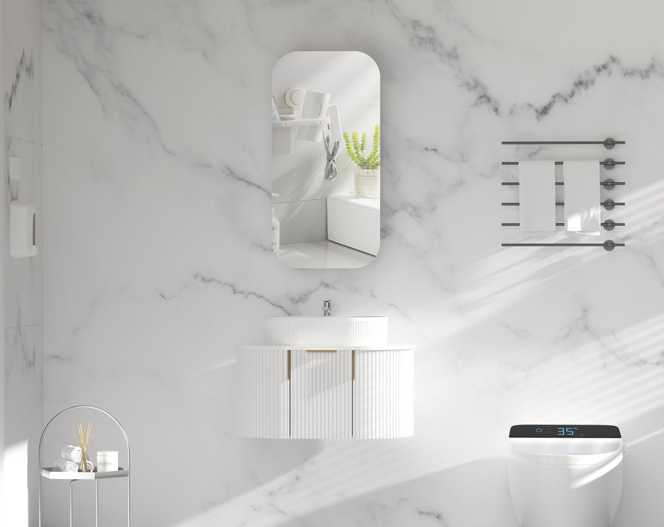 Navona Carysil Earls Squircle Shaving Cabinet 450 x 900mm Matte White
