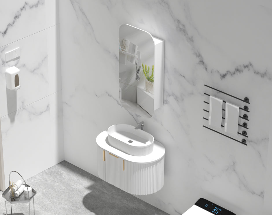 Navona Carysil Earls Squircle Shaving Cabinet 450 x 900mm Matte White