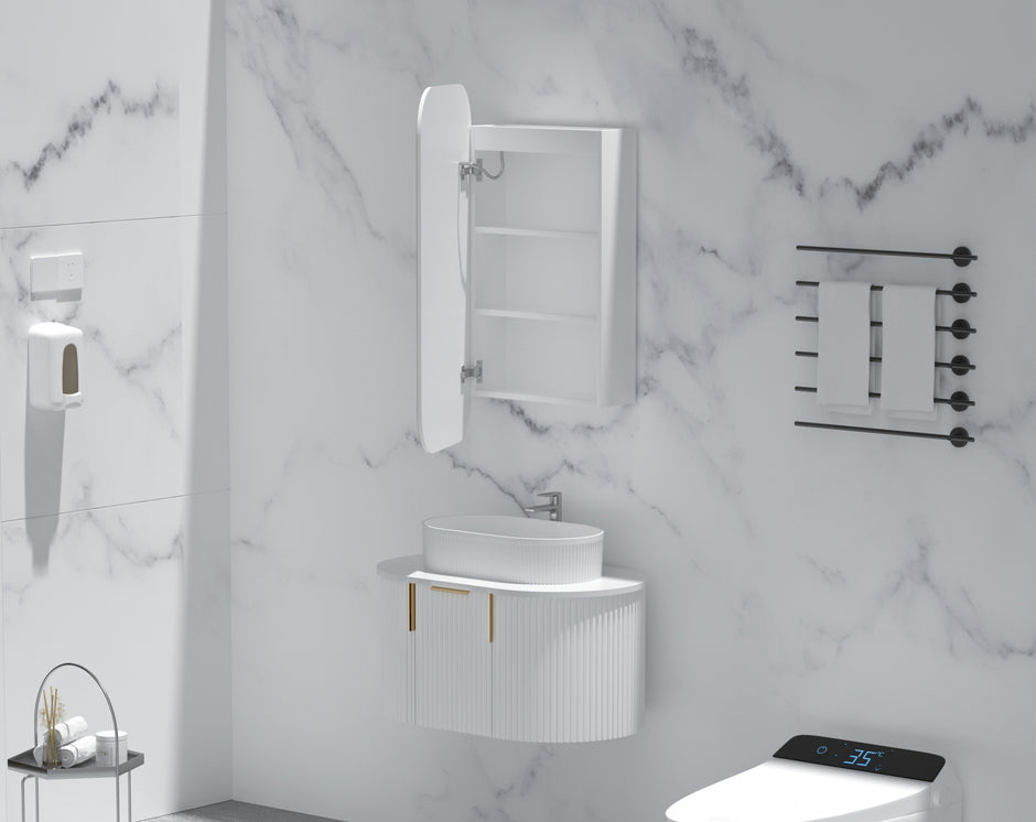 Navona Carysil Earls Squircle LED Shaving Cabinet 450 x 900mm Matte White