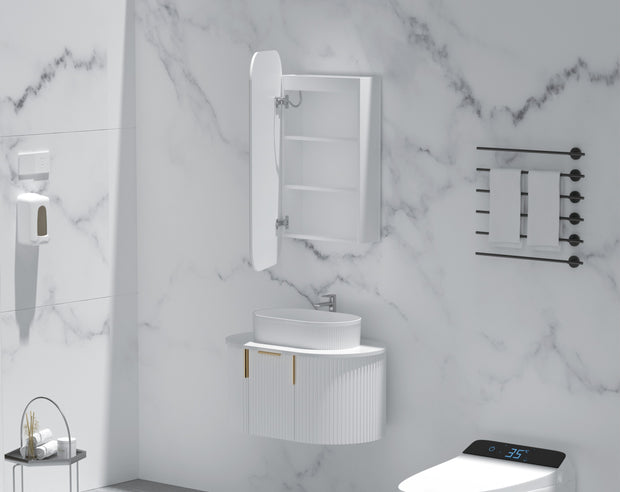 Navona Carysil Earls Squircle LED Shaving Cabinet 450 x 900mm Matte White