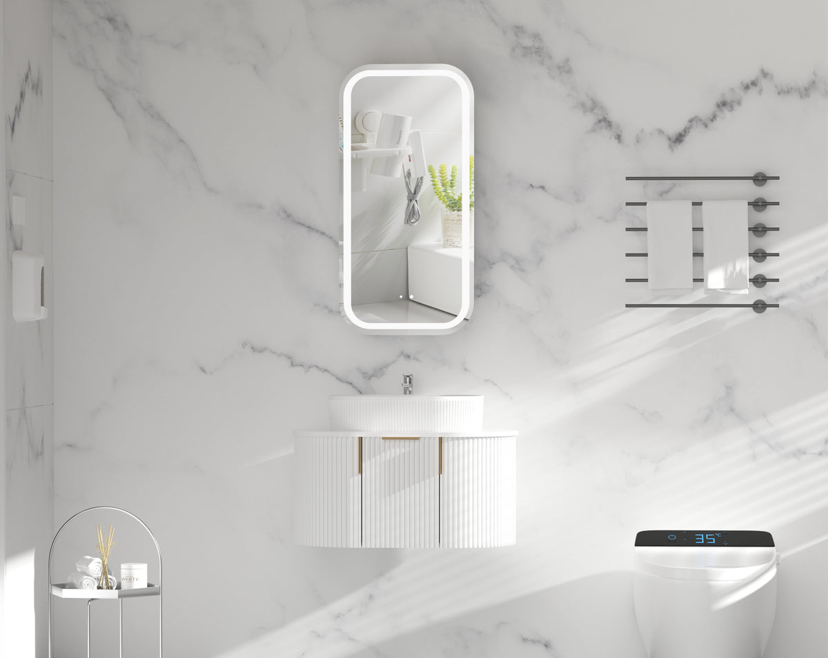 Navona Carysil Earls Squircle LED Shaving Cabinet 450 x 900mm Matte White