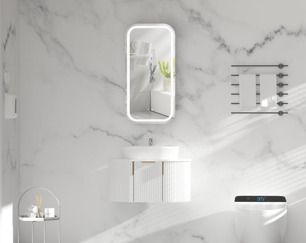 Navona Carysil Earls Squircle LED Shaving Cabinet 450 x 900mm Matte White