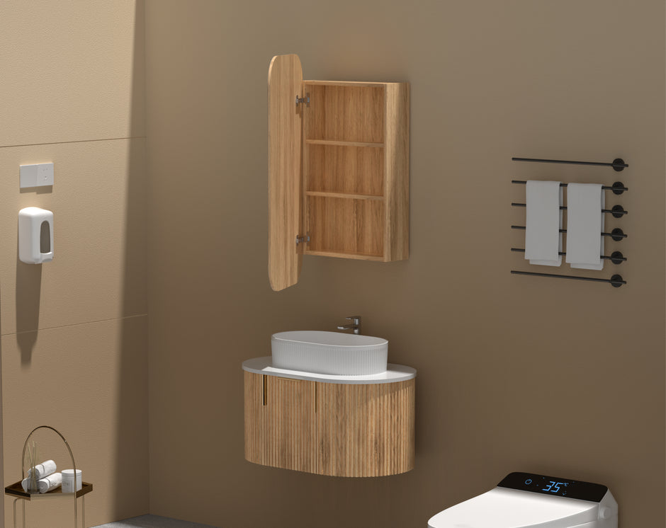 Navona Carysil Earls Squircle Shaving Cabinet 450 x 900mm Walnut