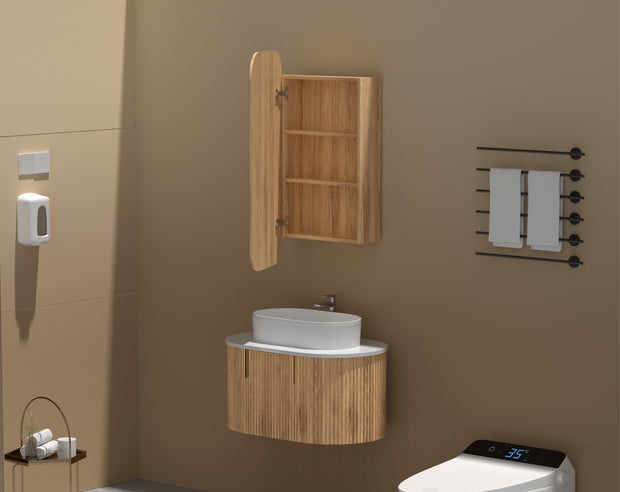 Navona Carysil Earls Squircle Shaving Cabinet 450 x 900mm Walnut