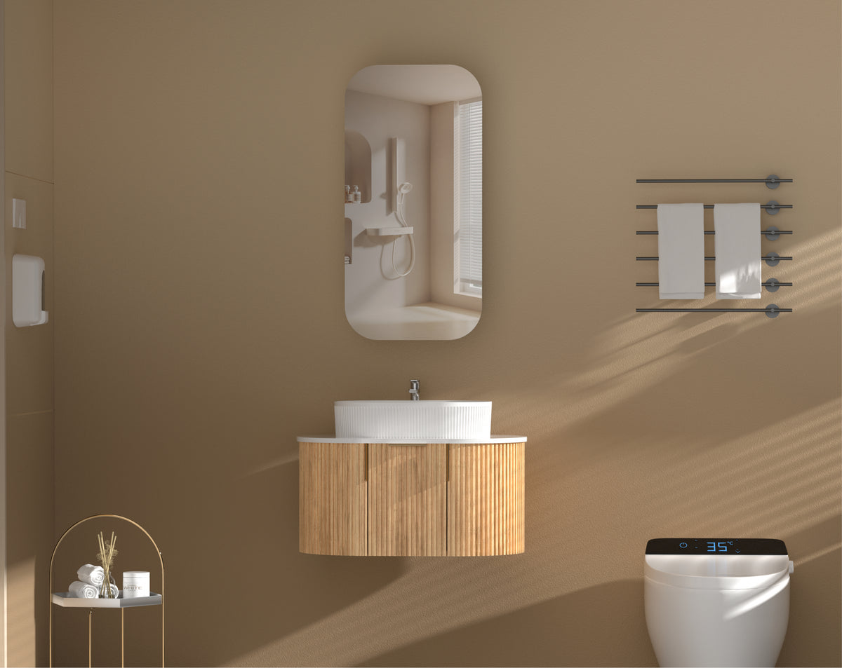 Navona Carysil Earls Squircle Shaving Cabinet 450 x 900mm Walnut