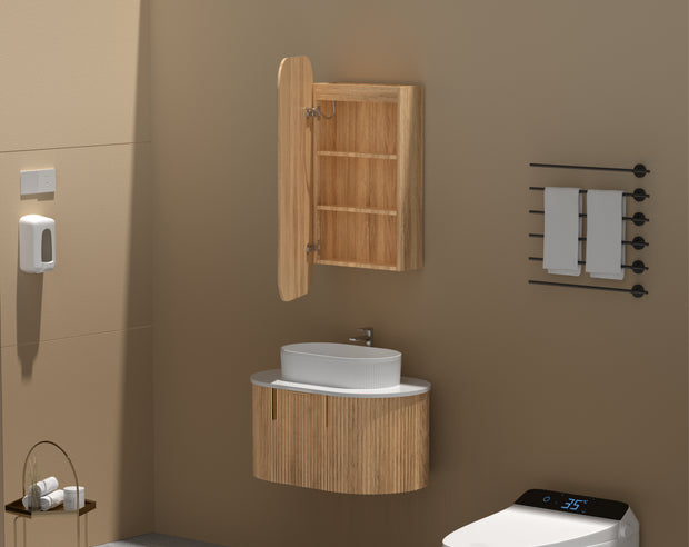 Navona Carysil Earls Squircle LED Shaving Cabinet 450 x 900mm Walnut
