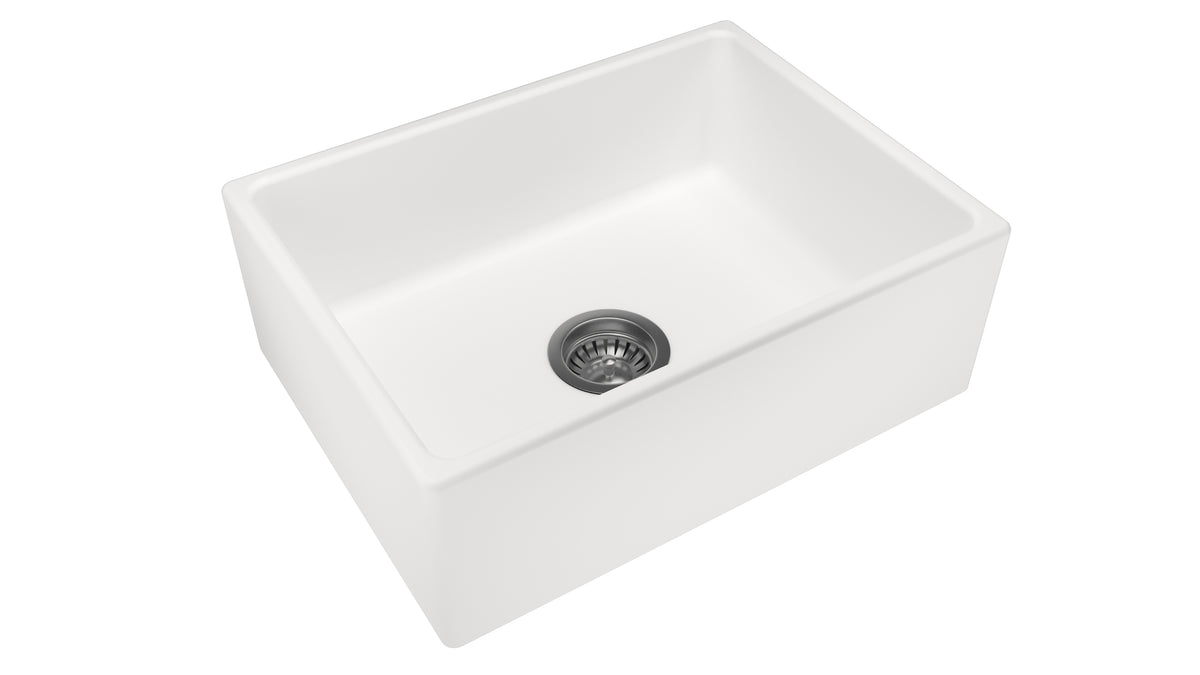 Navona Carysil Fine Fireclay Single Bowl Farmhouse Sink 610 x 457mm Snova White