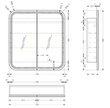 Navona Carysil Grand Rounded Rectangle LED Shaving Cabinet 750 x 800mm technical drawing