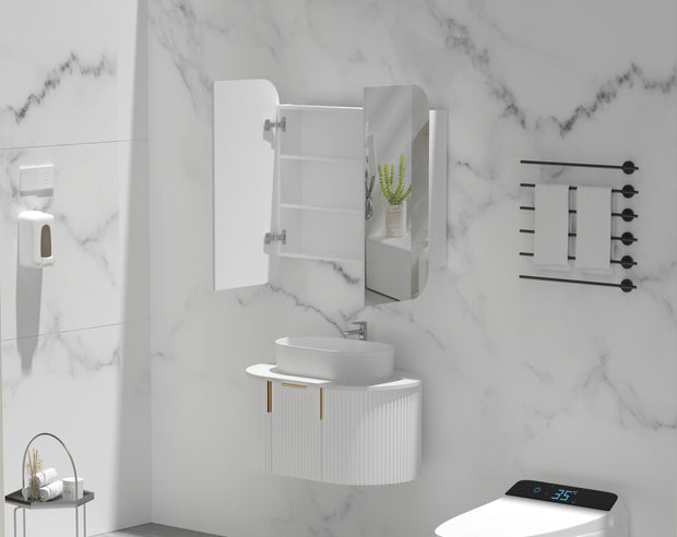 Navona Carysil Grand Rounded Rectangle Shaving Cabinet 750 x 800mm Matte White