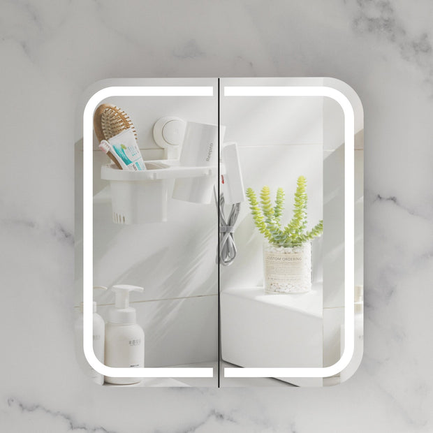 Navona Carysil Grand Rounded Rectangle LED Shaving Cabinet 750 x 800mm Matte White