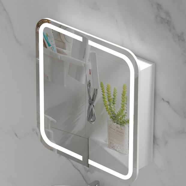 Navona Carysil Grand Rounded Rectangle LED Shaving Cabinet 750 x 800mm Matte White
