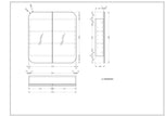 Navona Carysil Grand Rounded Rectangle Shaving Cabinet 750 x 800mm technical drawing