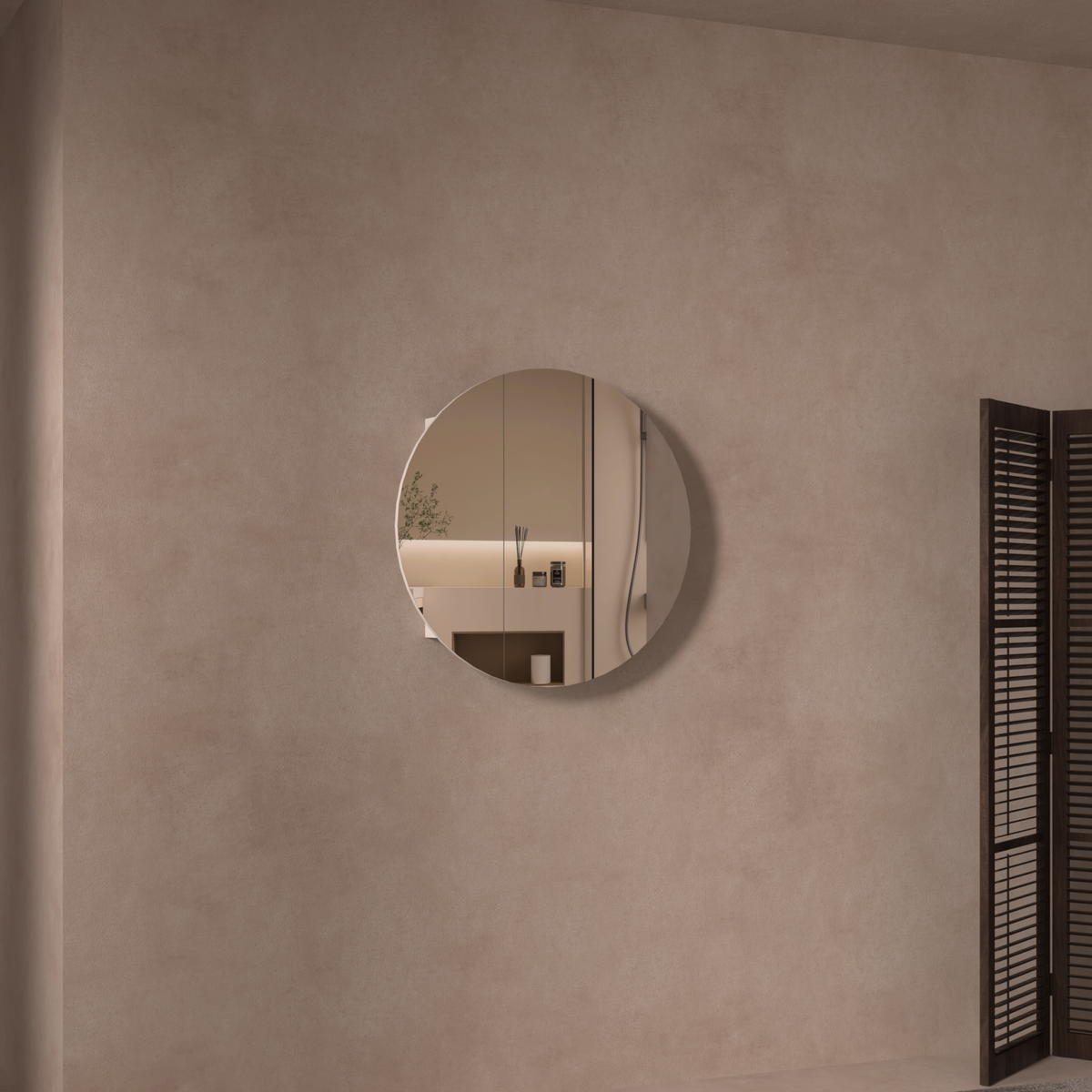 Navona Carysil Orbit Round Shaving Cabinet 800 x 800mm Matte White