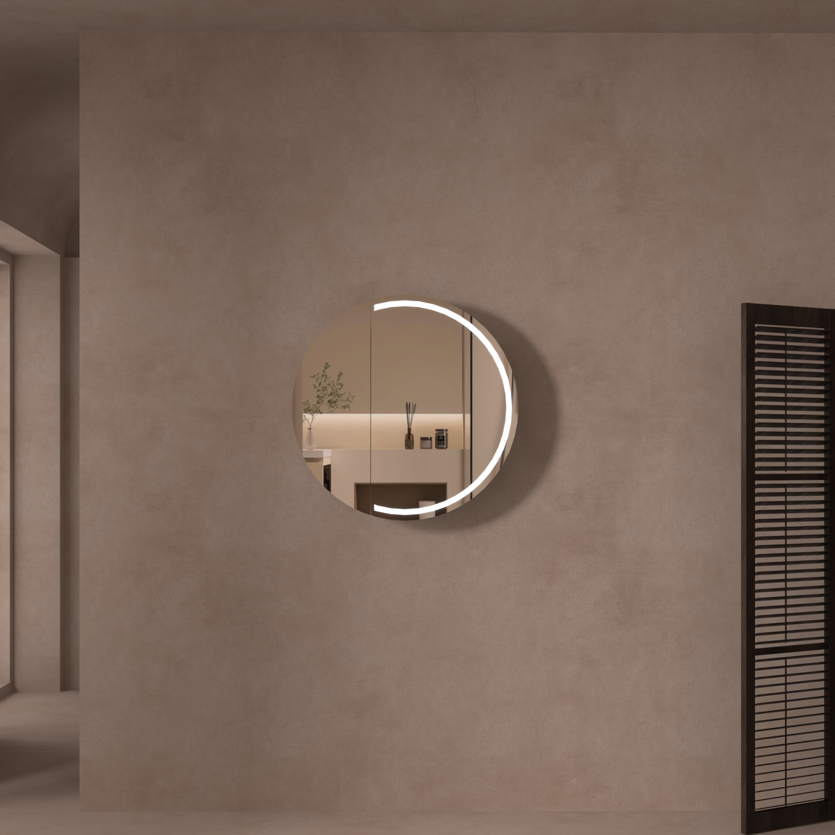 Navona Carysil Orbit Round LED Shaving Cabinet 800 x 800mm Matte White