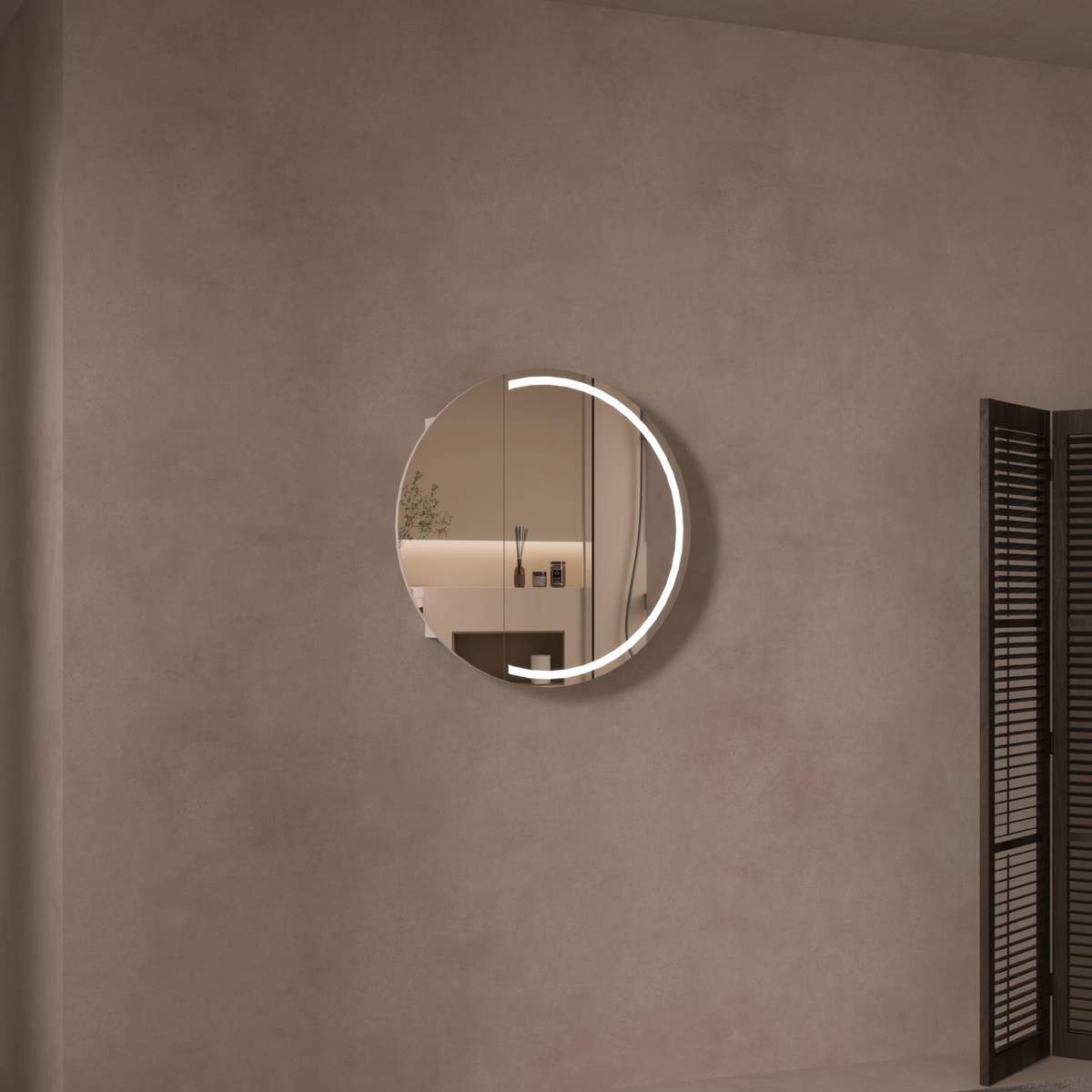 Navona Carysil Orbit Round LED Shaving Cabinet 800 x 800mm Matte White