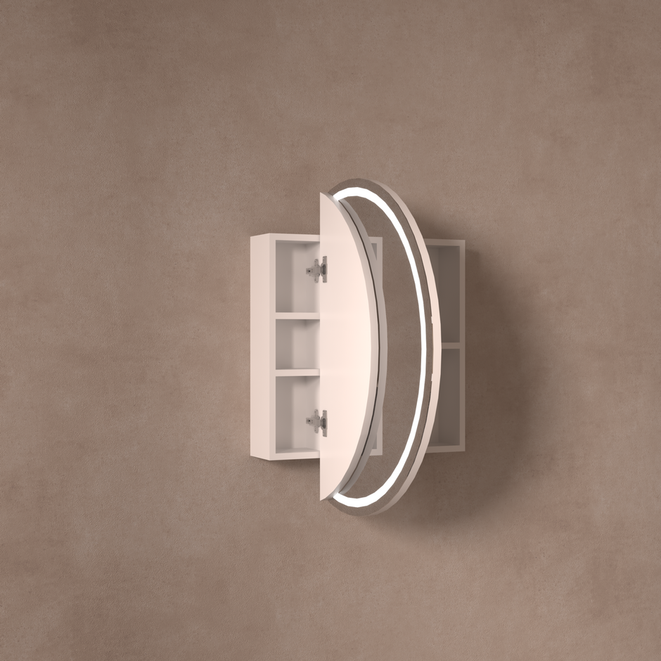 Navona Carysil Orbit Round LED Shaving Cabinet 800 x 800mm Matte White