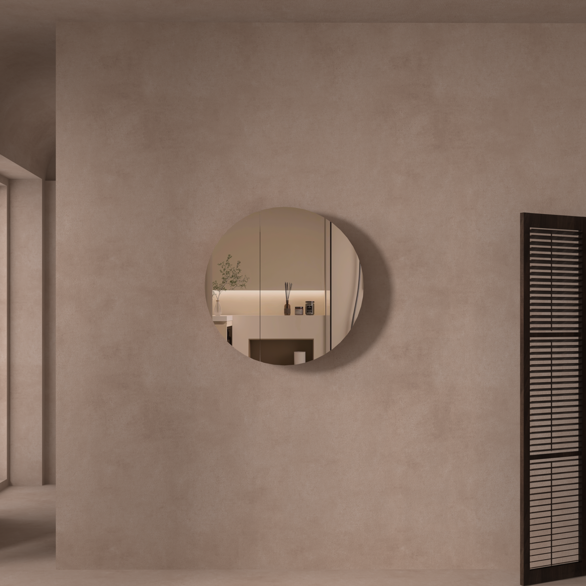 Navona Carysil Orbit Round Shaving Cabinet 800 x 800mm Walnut