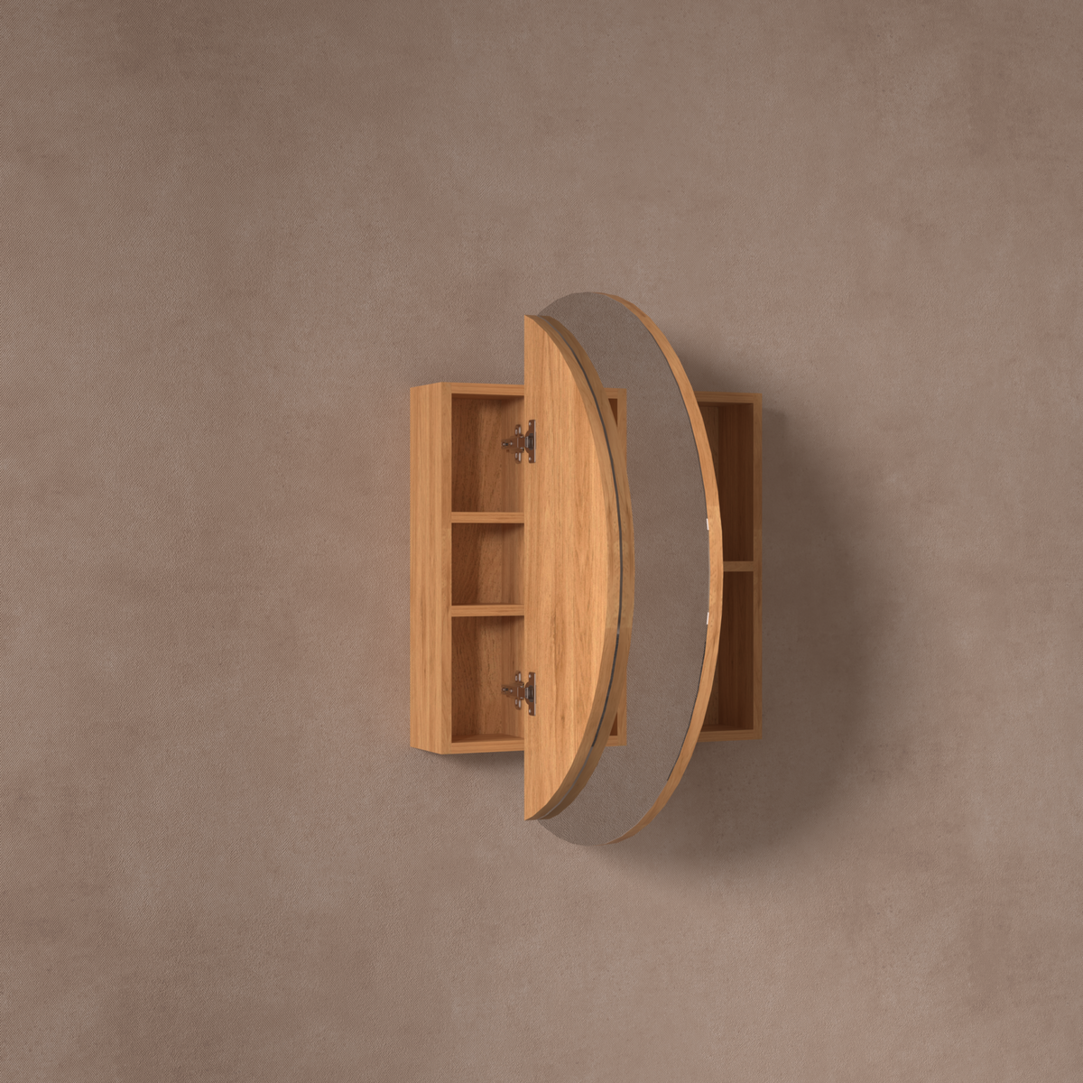 Navona Carysil Orbit Round Shaving Cabinet 800 x 800mm Walnut
