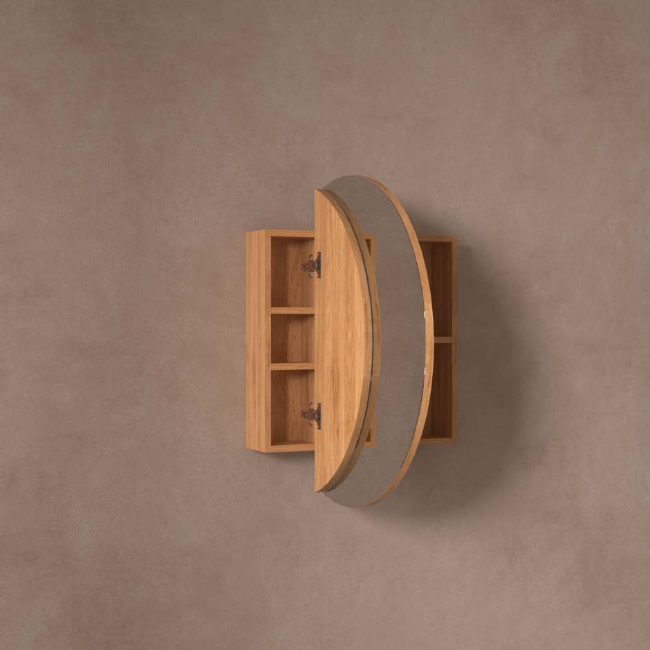 Navona Carysil Orbit Round Shaving Cabinet 800 x 800mm Walnut