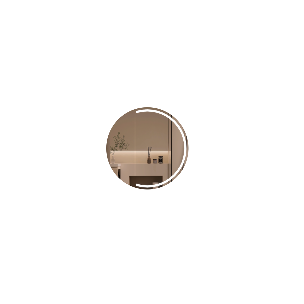Navona Carysil Orbit Round LED Shaving Cabinet 800 x 800mm Walnut