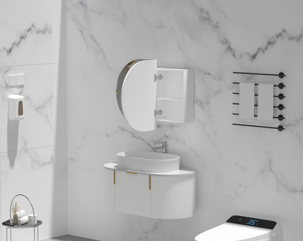 Navona Carysil Mystic Oval Shaving Cabinet 900 x 600mm Matte White