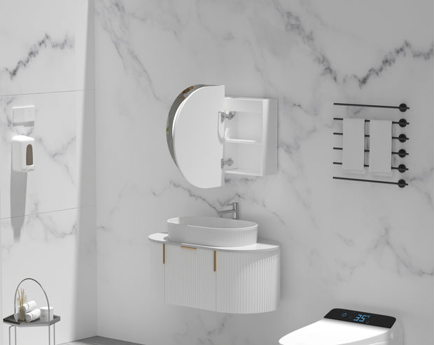 Navona Carysil Mystic Oval LED Shaving Cabinet 900 x 600mm Matte White