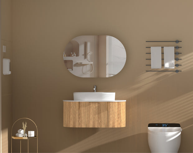 Navona Carysil Mystic Oval Shaving Cabinet 900 x 600mm Walnut