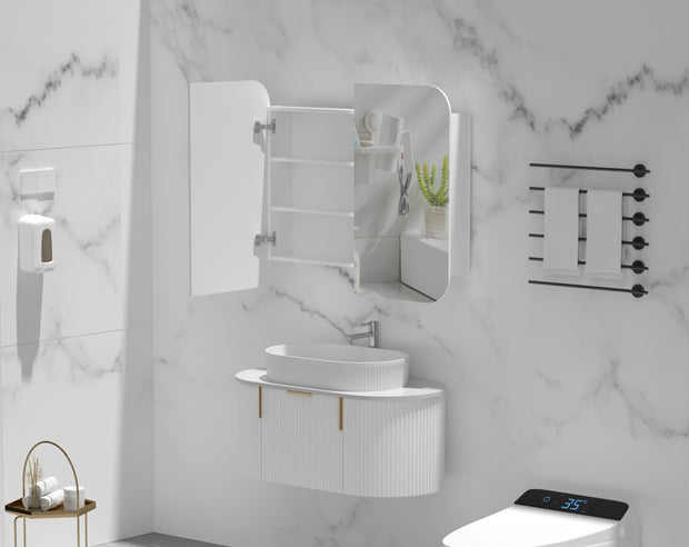 Navona Carysil Grand Rounded Rectangle Shaving Cabinet 900 x 800mm Matte White