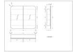 Navona Carysil Grand Rounded Rectangle Shaving Cabinet 900 x 800mm technical drawing