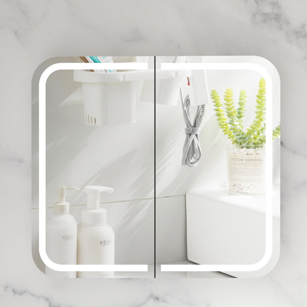 Navona Carysil Grand Rounded Rectangle LED Shaving Cabinet 900 x 800mm Matte White