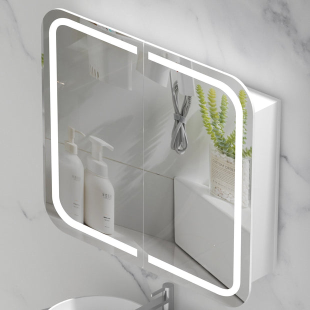 Navona Carysil Grand Rounded Rectangle LED Shaving Cabinet 900 x 800mm Matte White