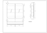 Navona Carysil Grand Rounded Rectangle Shaving Cabinet 900 x 800mm technical drawing