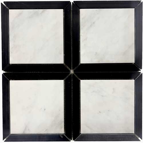CARRARA SQUARE + NERO BORDER HONED