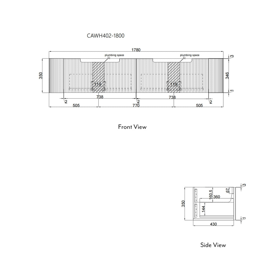 Petra Mark II Wall Hung 1800mm