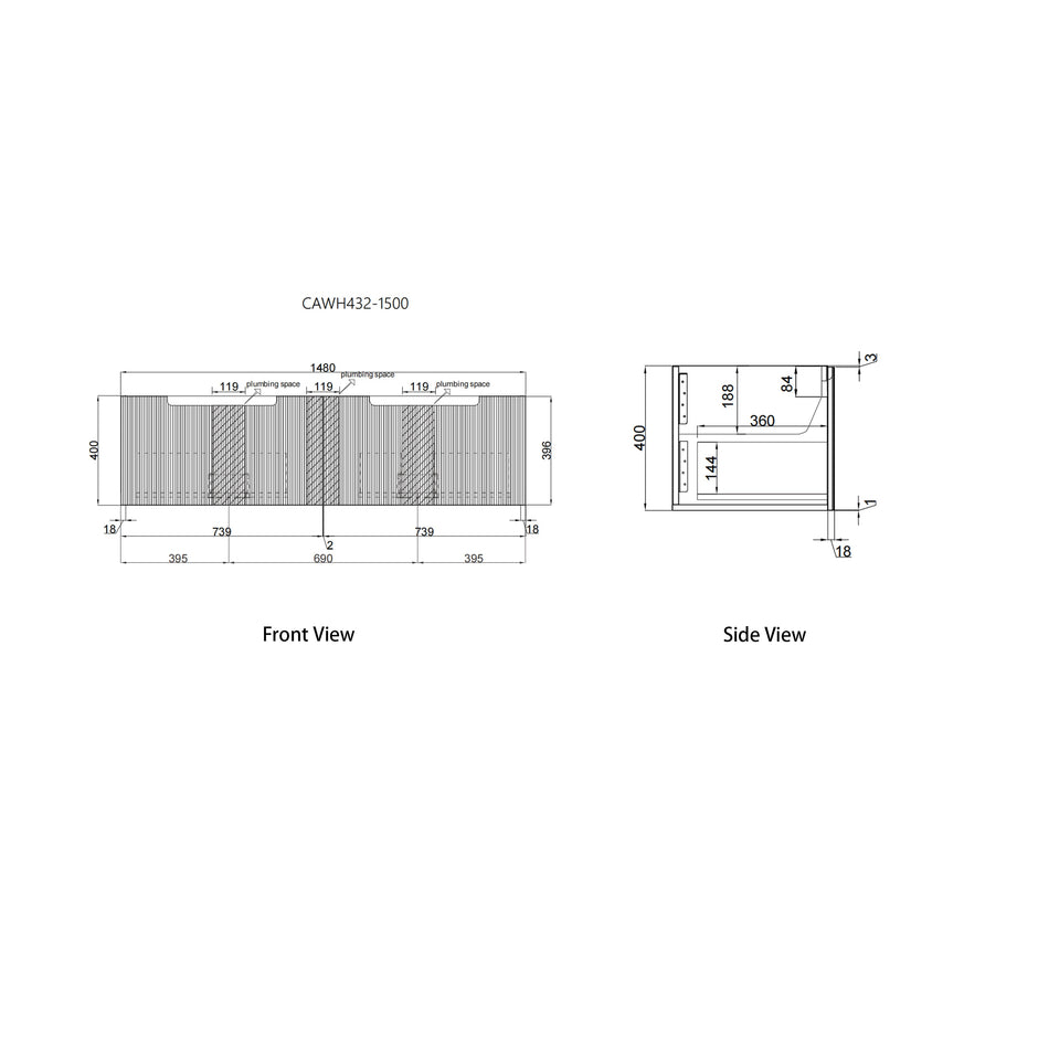 Perla Mark II Wall Hung 1500mm
