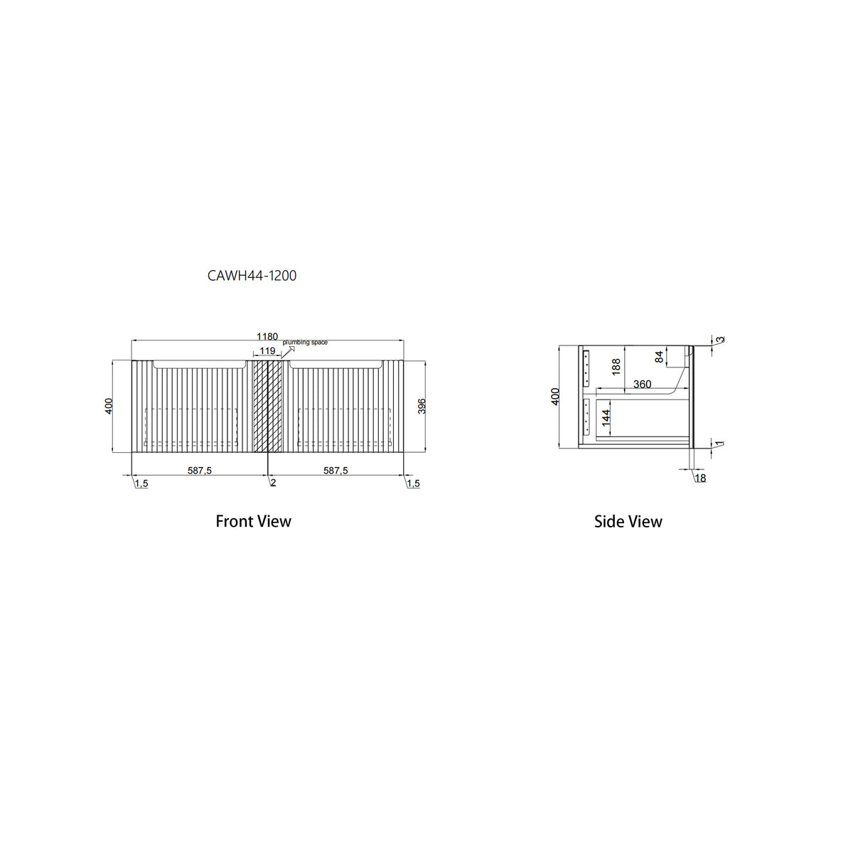 Calder Wall Hung 1200mm