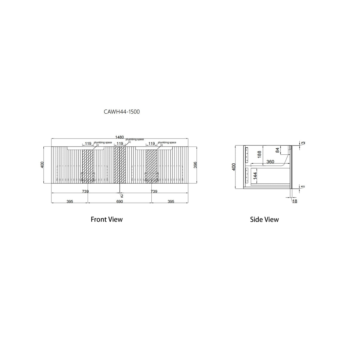 Calder Wall Hung 1500mm