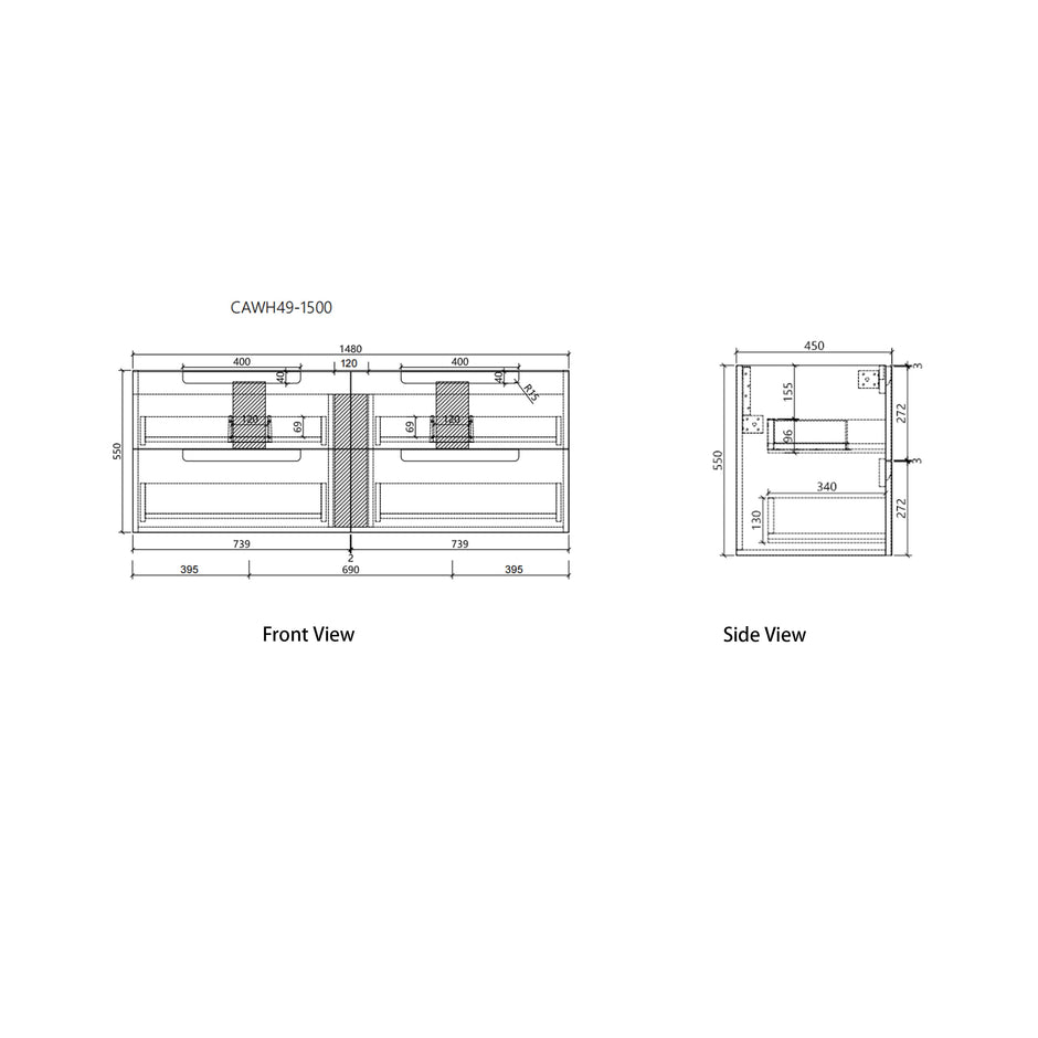 Neva Wall Hung 1500mm