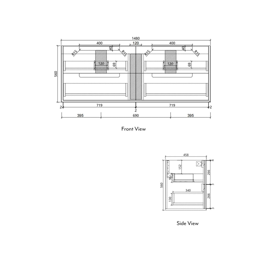 Flauto Wall Hung 1500mm