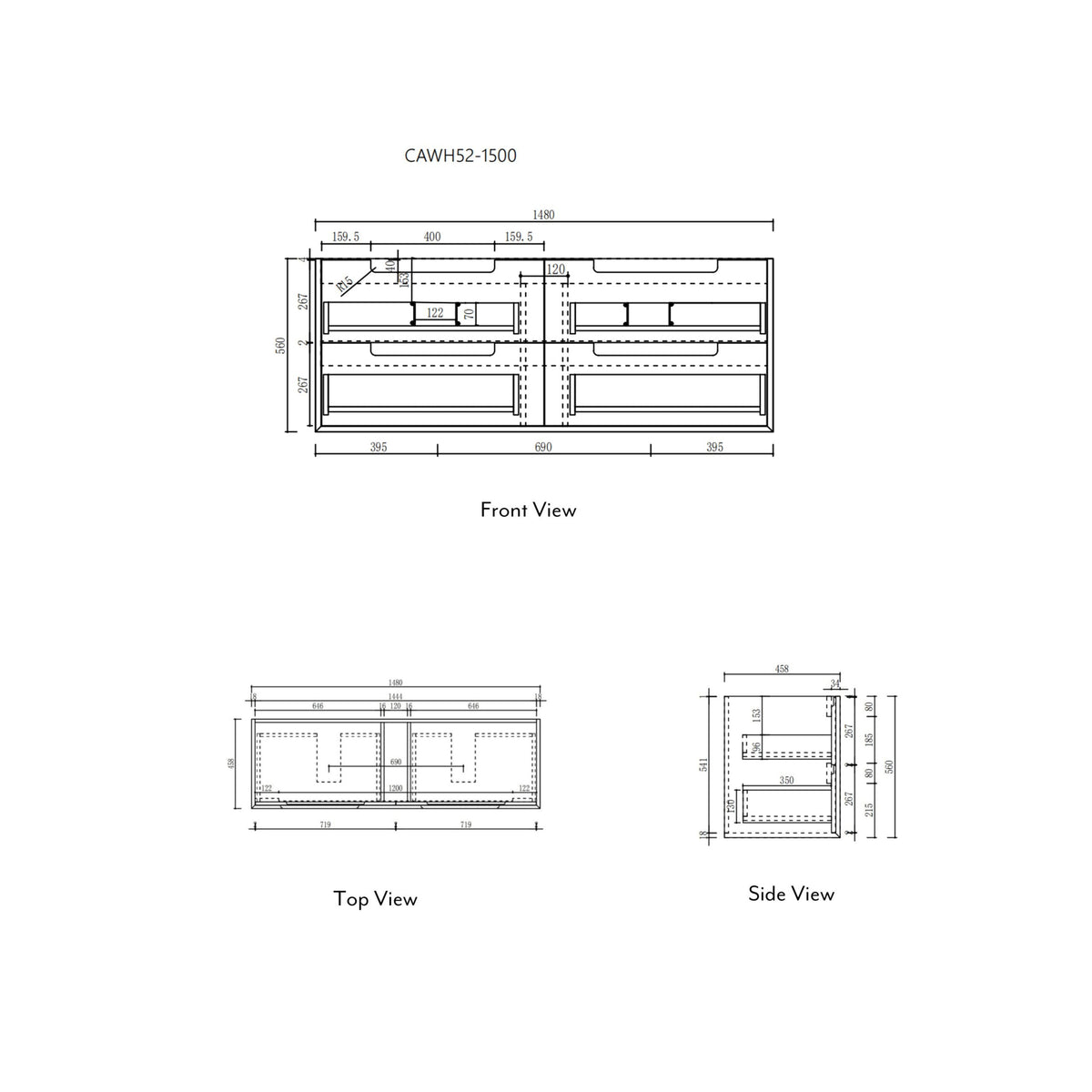 Ainsley Wall Hung 1500mm