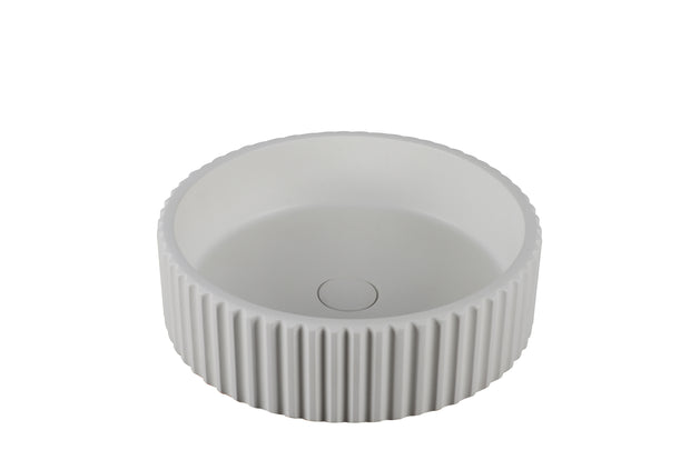 Navona Carysil Fluted Above Counter Concrete Basin 400 x 400 x 120mm Matte White