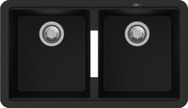 Navona CG2B 3322 Double Bowl Granite Sink 824 x 481 x 241mm Deep Black