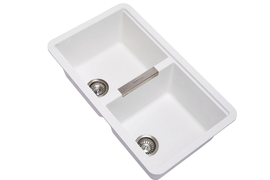 Navona CG2B 3322 Double Bowl Granite Sink 824 x 481 x 241mm Snova White