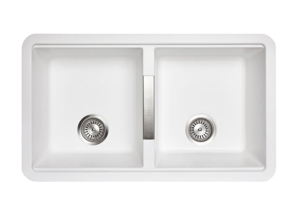 Navona CG2B 3322 Double Bowl Granite Sink 824 x 481 x 241mm Snova White