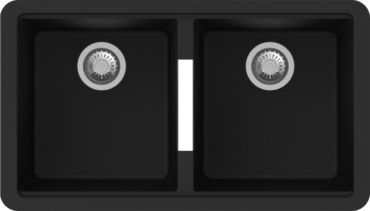 Navona CG2B 3322 Double Bowl Granite Sink 824 x 481 x 241mm Deep Black