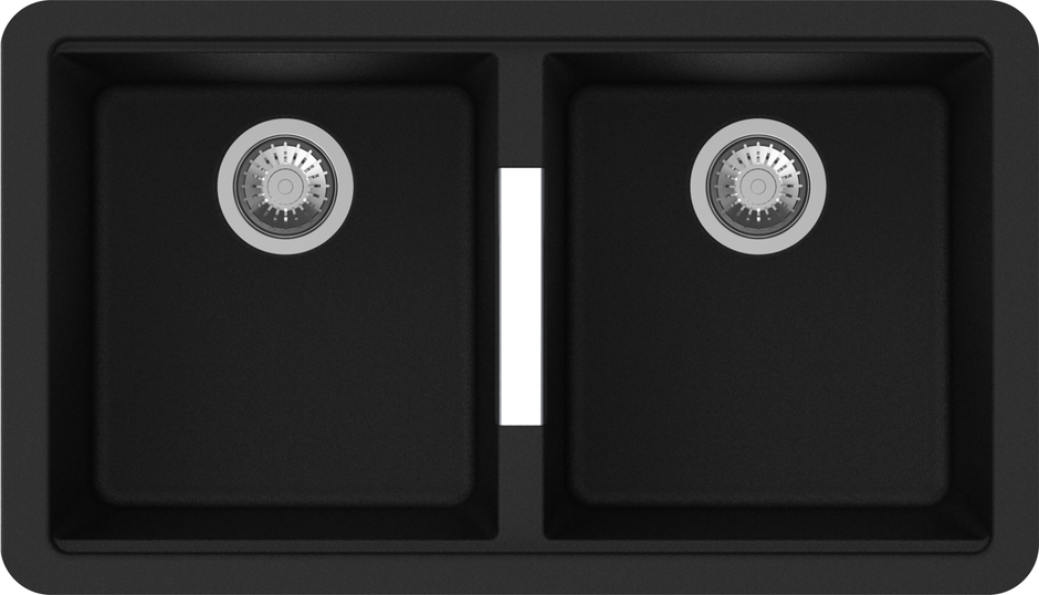 Navona CG2B 3322 Double Bowl Granite Sink 824 x 481 x 241mm Deep Black